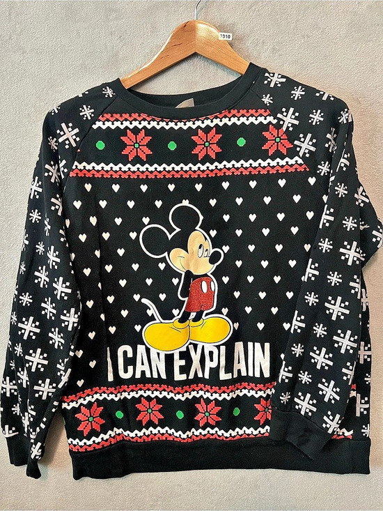 Disney Tops - Disney Mickey Mouse I Can Explain Holiday Sweatshirt Black & Red
